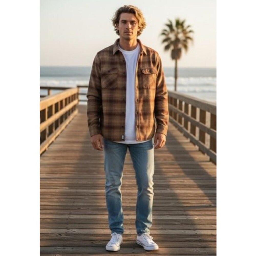 NWT Brixton Bowery Midweight Standard Fit Layering Flannel Shacket Mens Size 2XL
